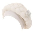 thumbnail image 3 of ZSQDM Fashion Women beading Braid Hat Muslim Ruffle Cancer Wrap Cap Sleep Caps Satin Lined Hair Bonnets beanie for Women Yankees Hat berets Tooth Brush Cover Cap, 3 of 3