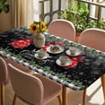 thumbnail image 3 of Merry Christmas Table Cloths for 6 Foot Rectangle Tables, Red Xmas Balls Snowflake Black Plaid Patio Waterproof Elastic Fitted Tablecloths, Washable Rectangular Table Cover for Camping, 3 of 8