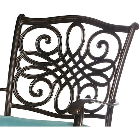 Hanover Traditions 9-Piece Aluminum Outdoor Dining Set, Blue