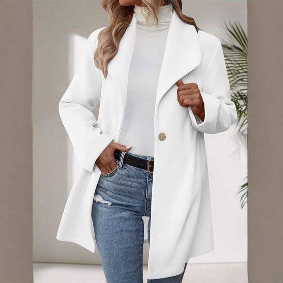 YueHuiYing Women's 2025 Spring Fall Long Blazer Jackets Long Sleeve Lapel Pockets Loose Fit Work Casual Blazers Outerwear