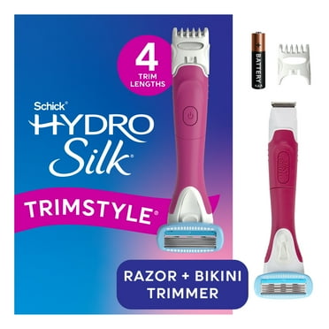Schick Hydro Silk TrimStyle Womens Razor with Waterproof Bikini Trimmer, Includes 5-Blade Razor Handle, 1 Razor Blade Refill, & 1 AAA Battery