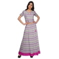 thumbnail image 1 of Moomaya Printed Cold Shoulder Cotton Crop Top Skirt Set Party Wear Ethnic Set, 1 of 6