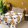 thumbnail image 2 of Ambesonne Emoji Fitted & Top Sheet Set with Shams, Simple Firefighter Pattern, White Mustard Vermilion, 2 of 5