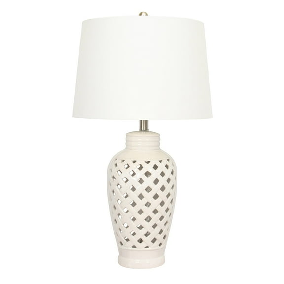 Fangio Lighting 1-light White Lattice Design Ceramic Table Lamp
