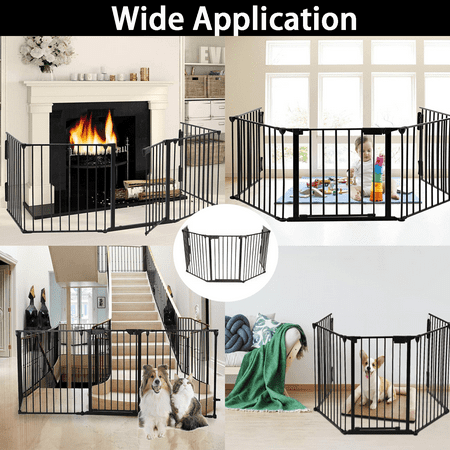 IAJXWI Protective Baby Gate, Metal Fireplace Fence, Lock Large Playpen for Baby/Toddler/Pet/Dog