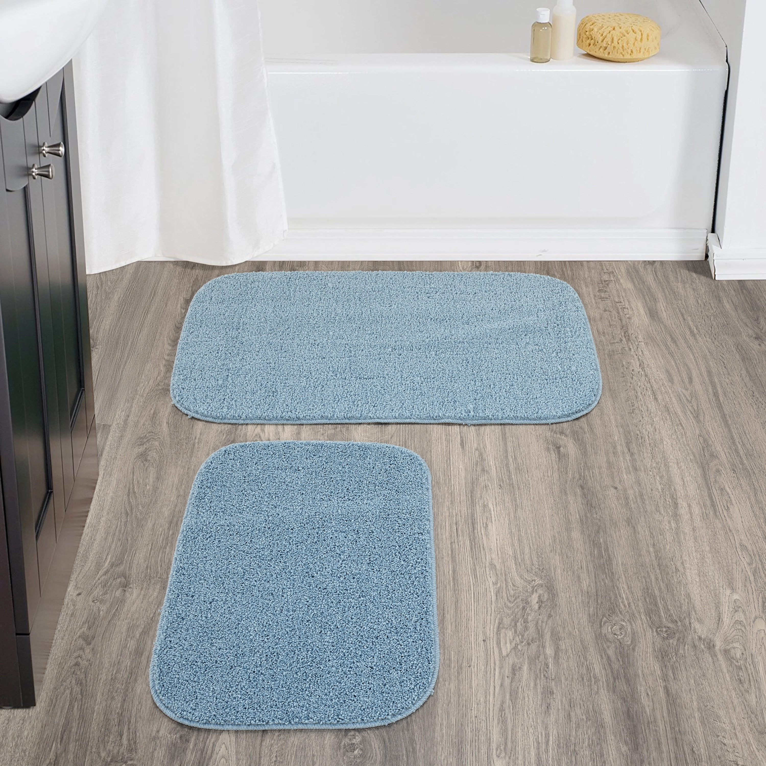 Garland Rug Sedona Washable Bath Rug Set, 2 Piece (21"x34" & 17"x24") Basin Blue