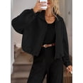 thumbnail image 5 of Women Casual Stand Collar Zip Up Fashion Hem Drawstring Pocket Loose Baseball Jacket with Pockets Black XL, 5 of 9