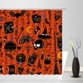thumbnail image 2 of Halloween Shower Curtain Black Alchemy Skull Skeleton Ghost Pumpkin Magic Witch Witchcraft Moon Star Gothic Spooky Halloween Fabric Bathroom Decor Curtain with Hooks, 2 of 3