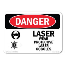 OSHA Danger Sign - Laser Wear Protective Laser Goggles | Plastic Sign | Protect Your Business, Construction Site, Warehouse & Shop Area |  Made in The USA