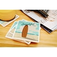 thumbnail image 3 of Newport Beach, California, Surfboard Letterpress, Life is a Beautiful Ride Press Art (Absorbent Ceramic Coasters Set of 4 Matching Images, Cork Back, Kitchen Table Decor), 3 of 3