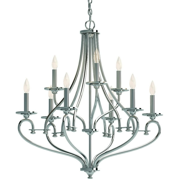 Volume Lighting 3189 Tes 9 Light 28" Wide Taper Candle Chandelier - Chrome