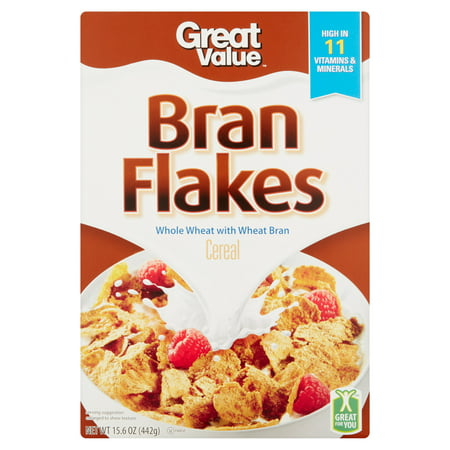 (2 Pack) Great Value Bran Flakes Cereal, 15.6 oz (Corn Flakes Best Price)
