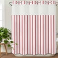 thumbnail image 3 of Red Striped No Hook Shower Curtain Waterproof, Bathroom Curtains with Snap in Liners and See Through Top Window, Red White Stripes Farmhouse Hotel Style Bathtub Curtains Shower 72"Wx78"L, 3 of 8