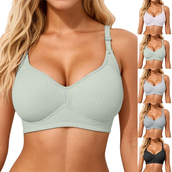 Shaoxi Bras for Women Supportive Wireless Push Up Bra Full Coverage No Underwire Seamless Plus Size for Older Women