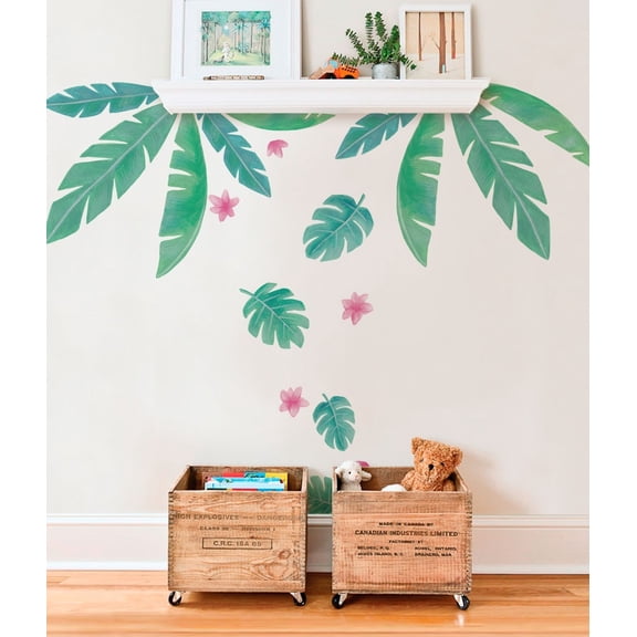 Wild Animals, Tropical Leaves Vinyl Wall Sticker - Tropical Leaves