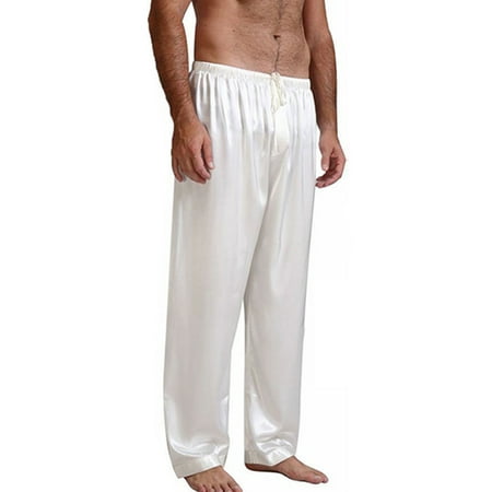 

Cathery Mens Silk Satin Pajamas Pyjamas Pants for Men Sleep Bottoms Nightwear Sleepwear Trousers