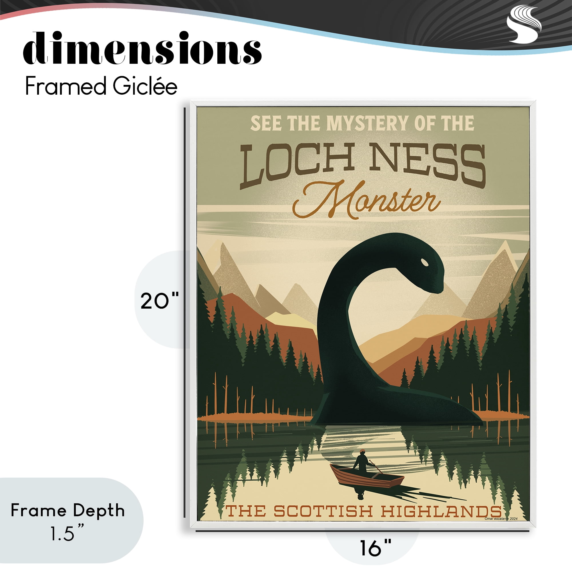 Stupell Industries Folklore Monster Tourism White Framed Giclee Art, design by Omar Escalante
