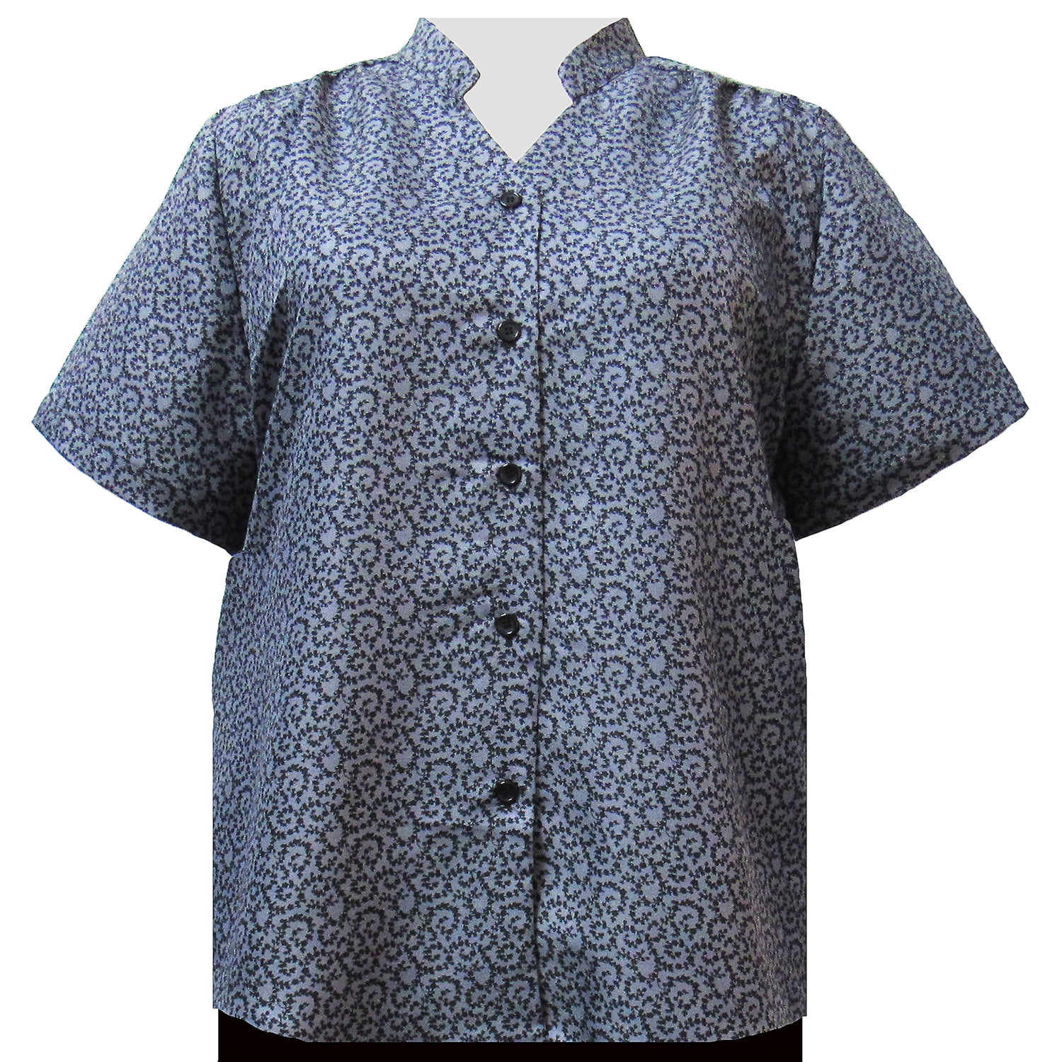 A Personal Touch Women's Plus Size Short Sleeve Button Up Mandarin