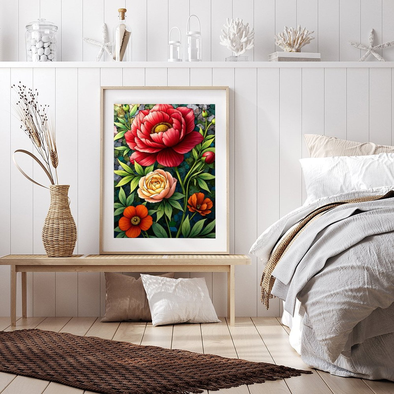 Diamond Art Kit for Adults, Vibrant Floral Mosaic Artistry Diamond Painting for Adults Beginners, 5D DIY Diamond Art Painting Kits, Colorful Diamond Painting Craft for Home Decor 12x16