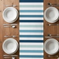 thumbnail image 6 of Blue Teal Ombre Grey Striped Table Runner - 70 Inch Long, Kitchen Dining Table Runner Dresser Scarves, Farmhouse Stripe Modern Farmhouse Decor for Coffee Tables Wedding Party Banquet, 6 of 8