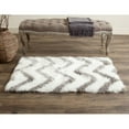thumbnail image 4 of SAFAVIEH Barcelona Carmella Chevron Stripes Shag Area Rug, Ivory/Silver, 5' x 5' Round, 4 of 7