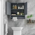 thumbnail image 2 of Costway Wall Mounted Bathroom Medicine Cabinet Storage Cupboard with Towel Bar Grey, 2 of 11