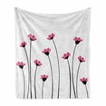 thumbnail image 1 of Garden Soft Flannel Fleece Blanket, Pink Daisy Blossoms Flowery Field Meadow Inspired Romantic Scenic Nature Print, Cozy Plush for Indoor and Outdoor Use, 50" x 70", Pink Black White, by Ambesonne, 1 of 6