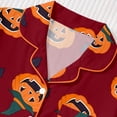 thumbnail image 5 of Elegyee Girl's Halloween Pajamas Pumpkin Short Sleeve Button Down Shirt Shorts Sleepwear, Red, Size 7-8, 5 of 8