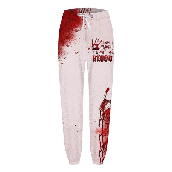 Women Pants Comfortable Soft Breathable Leggings Fashion Halloween Bloodstain Printed Casual Pants