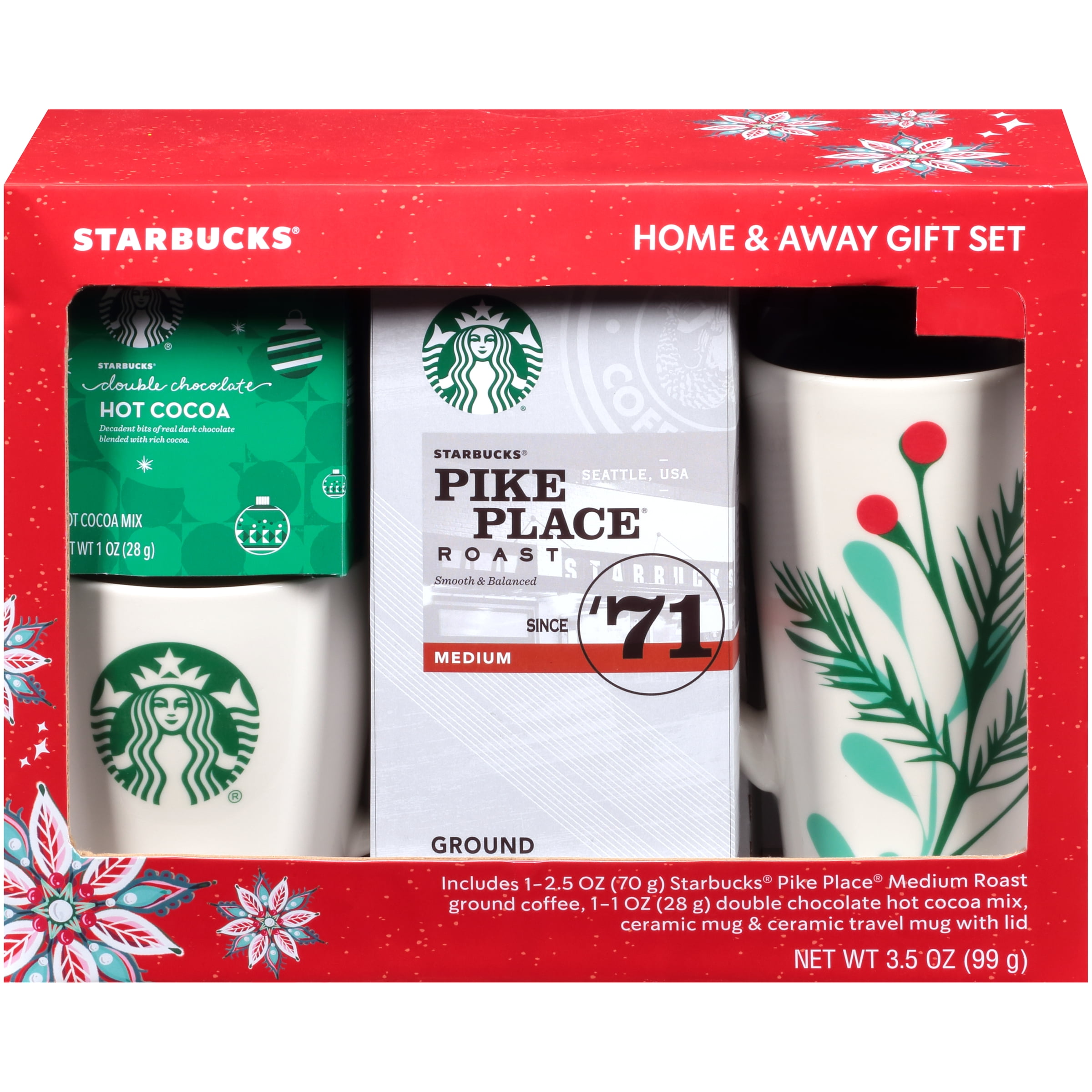 Starbucks® Home & Away Ground Coffee, Hot Cocoa Mix & Ceramic Mugs Gift