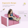 thumbnail image 3 of Qaba Kids Sofa Set 2-in-1 Multi-Functional Toddler Table Chair Set 2 Seat Couch Storage Box Soft Sturdy Pink, 3 of 9
