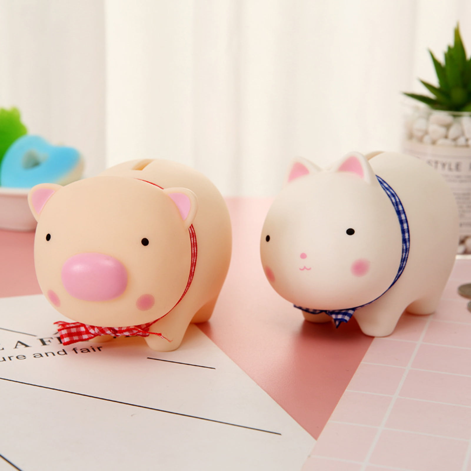 YSMYWM Cute Cow Ceramic Piggy Bank Personalized Money Saving Bank for Kids Gift Red 
