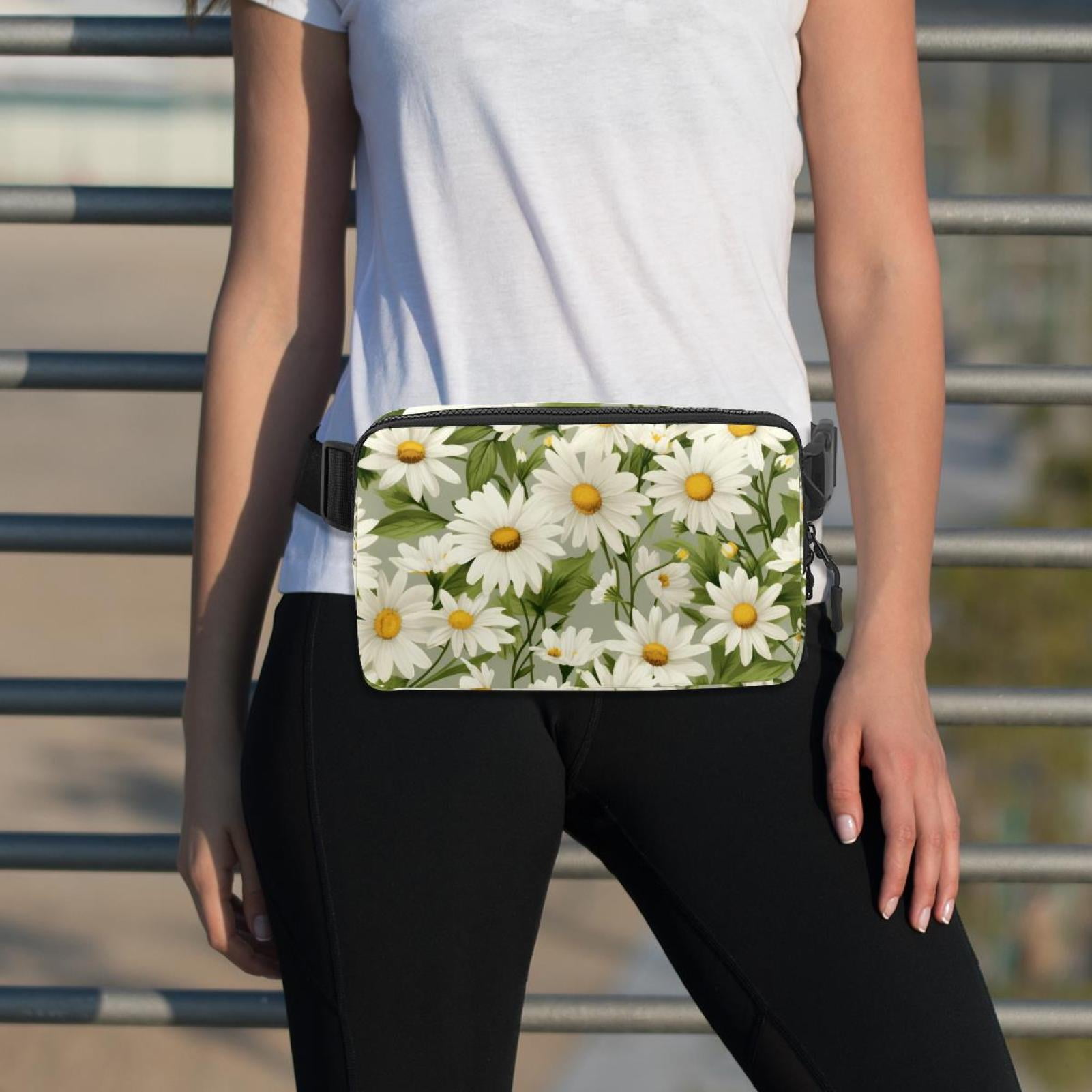 Daisies Adjustable Lightweight Waist Bags with Extension Strap, Unisex Running Belt Fanny Pack