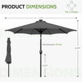 thumbnail image 5 of Scafild | 7.5ft Outdoor Patio Umbrella with Solar Lights, Outdoor Market Umbrella with Colorful LED Lights and Tilt and Crank - Gray, 5 of 10