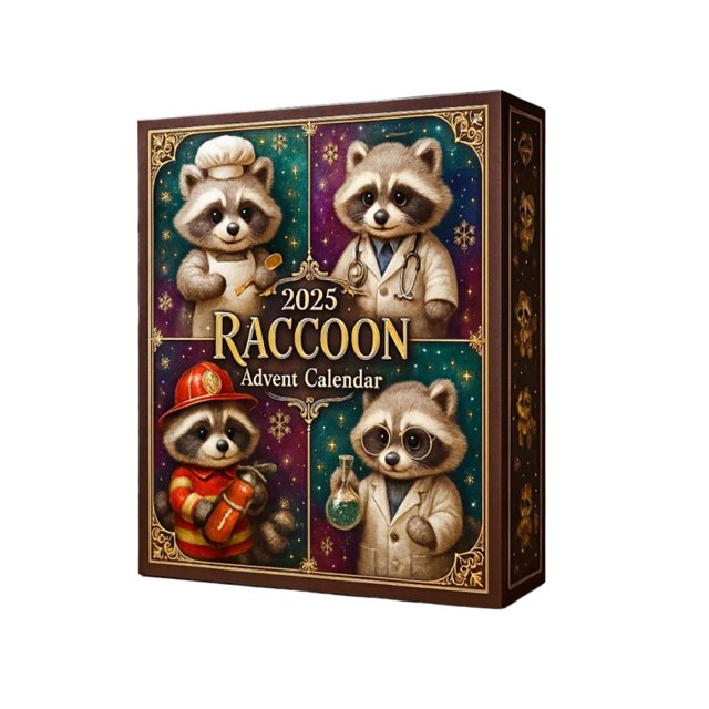 Sarcastic Raccoon Advent Calendar 2025, 24 Days Christmas Countdown Calendars With 24 Humor Jokes Cute Raccoons for Christmas Tree Ornaments, Holiday Gift for Friends & Raccoon Lovers