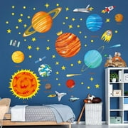 DECOWALL SG2-1501 The Solar System Kids Wall Stickers Wall Decals Peel and Stick Removable Wall Stickers for Kids Nursery Bedroom Living Room (Large) d?cor
