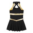 thumbnail image 3 of YONGHS Kids Girls Cheerleading Uniform Outfits Sleeveless Letters Printed Fancy Dress Black 16, 3 of 7