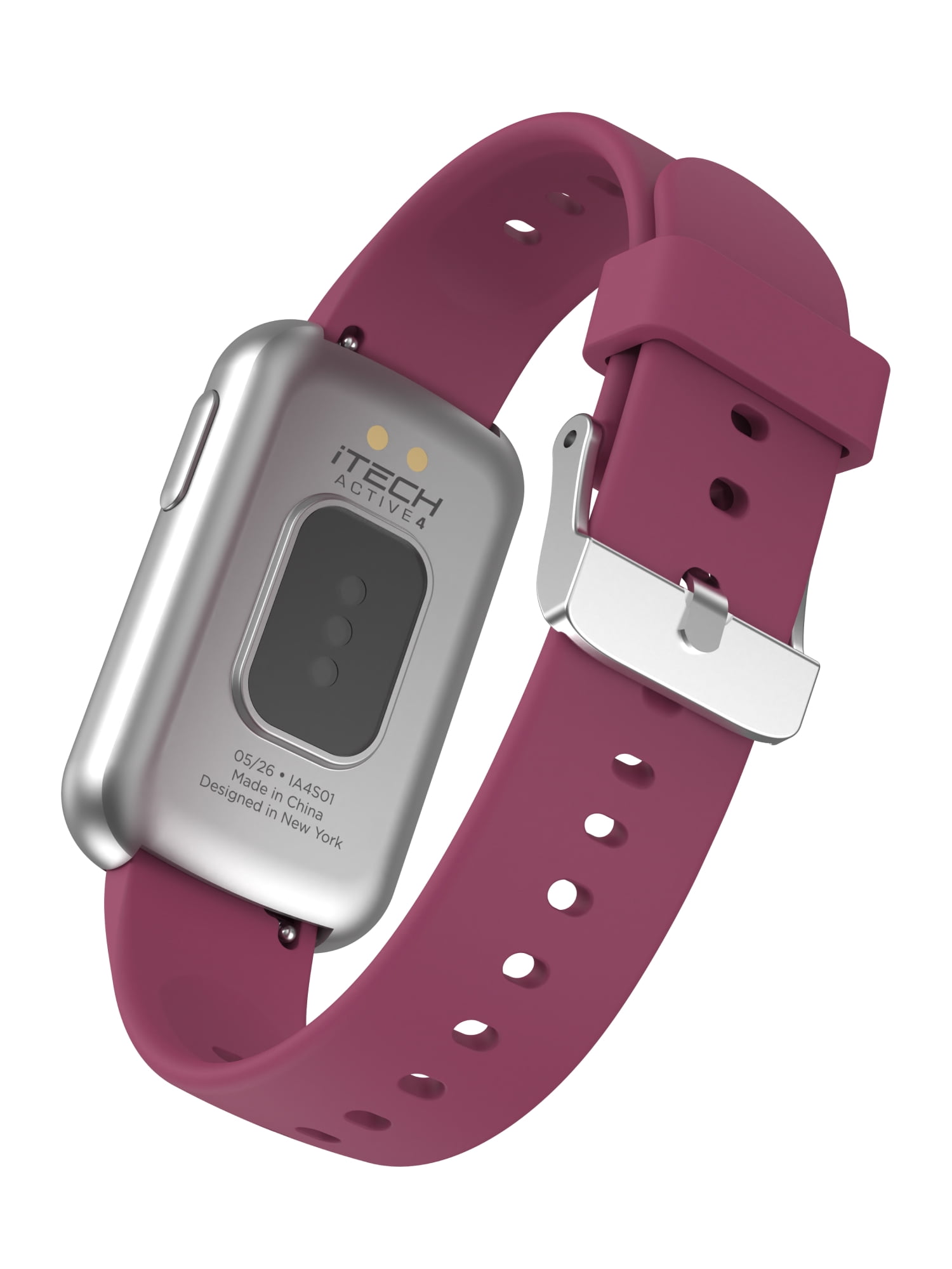 iTech Active 4 Unisex Adult Smartwatch Fitness Tracker, Merlot, Silicone Strap