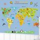 thumbnail image 2 of Mapa del mundo animal para niños, calcomanía de pared (60 * 90 cm), vida silvestre de la jungla, educación sobre jirafas salvajes, 2 of 5