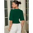 thumbnail image 4 of Chiclily Womens 3/4 Sleeve Wrap Blouse Green Small V Neck Dressy Casual Top Ruched T-Shirts, 4 of 6
