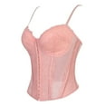 thumbnail image 6 of Aihuaihua Y2k Lace Mesh Corset Top Women Lace up Strappy Boned Bustier Cami Tank Tops Streetwear Pink L, 6 of 7