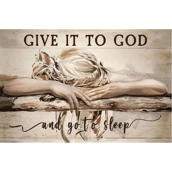 Give It To God And Go To Sleep Diamond Painting Kits for Adults, Religious Christian Inspirational Quote 5D Full Drill Diamond Art, DIY Gem Painting Crafts for Home Wall Decor Gifts