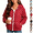 Red, variant on Asgosdo Polka Dot Jackets for Girls Zip Long Sleeve Cute Lightweight Hooded Jacket with Pocket Size 4-12Y