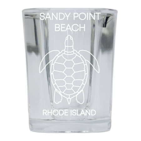 

Sandy Point Beach Rhode Island Souvenir 2 Ounce Square Shot Glass laser etched Turtle Design