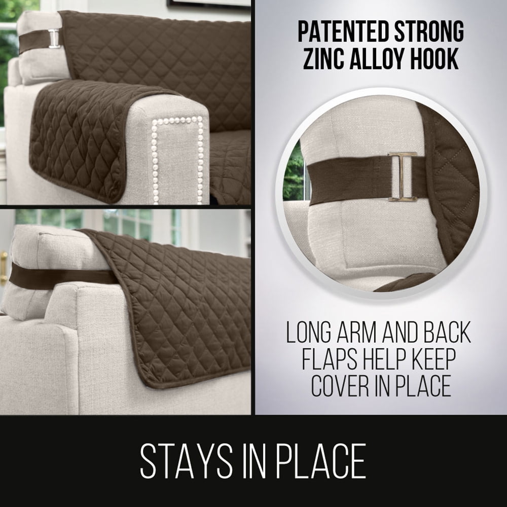 Sofa Shield Chair Slip Cover with Strap, Large Cushion Protector for 23" Seat, Chocolate Beige