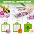 thumbnail image 3 of Cortador de Verduras, Todo 12 en 1 Picador Rallador de Verduras Multifuncional con Contenedor, Pelador, 6 Cuchillas de Acero Inoxidable, Rayadores de Mandolina de Cocina para Papas y Cebolla(Blanco), 3 of 7