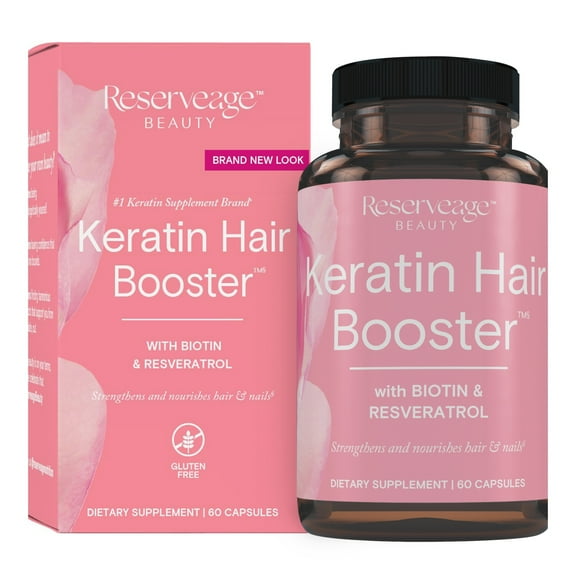 Reserveage Nutrition Keratin Hair Booster with Biotin and Resveratrol 60 Caps