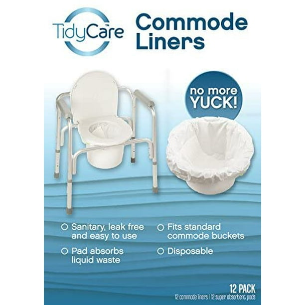Commode Liners for Bedside Toilet Chair Bucket Convenience Pack of 12