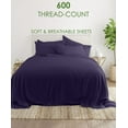 thumbnail image 2 of 6-PC Pure Giza Cotton Full Size, Plum Color Bedsheet Set - 600-Thread-Count, 18-inch deep pockets [1 flat sheet, 1 fitted sheet, 2 pillowcases], 2 of 7