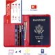 thumbnail image 2 of (Rojo) con soporte para pasaporte con insignia de metal 3D, billetera de viaje para pasaporte de cuero blindado, accesorios para titulares de identificación de viaje para mujeres y hombres, 2 of 5